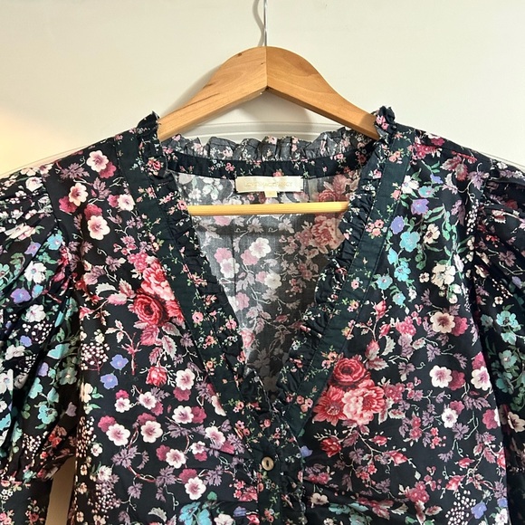 LoveShackFancy Jules top Floral Button Up Blouse size small multi - Picture 5 of 8